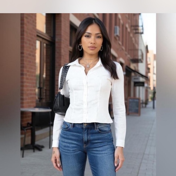 Princess Polly Tops - Princess Polly Fogler White Button-Down Shirt